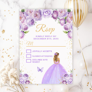 Hellviolette und goldblonde Prinzessin RSVP Karte