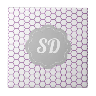 Hellviolette Waben-Monogramm-Bemalung Fliese