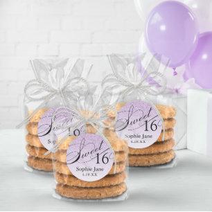 Hellvioletter Glam Glitter Sweet 16 personalisiert Runder Aufkleber