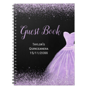 Hellvioletter Kleid Faux Glitter Quinceanera Gast Notizblock