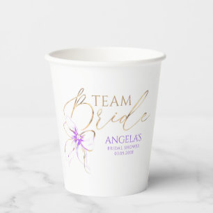 Hellvioletter Schleifen-Team Braut Junggesellinnen Pappbecher