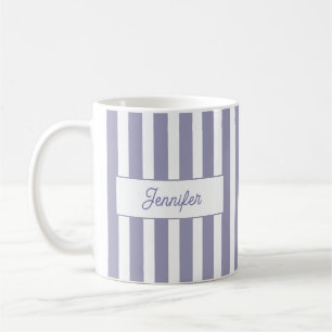 Hellvioletter Streifen-Monogramm Kaffeetasse