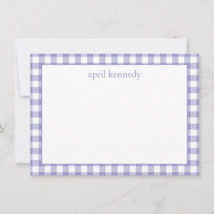 Hellviolettes Gingham-Karo personalisierte Karte 