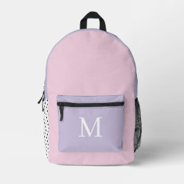 Hellviolettes und rosa Monogramm-Initial  Bedruckter Rucksack