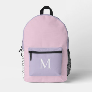 Hellviolettes und rosa Monogramm-Initial Bedruckter Rucksack