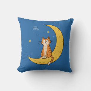 Hellwach um 3 Uhr lustige Katze Mond Grafik-Gesche Kissen
