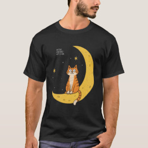 Hellwach um 3 Uhr lustige Katze Mond Grafik-Gesche T-Shirt
