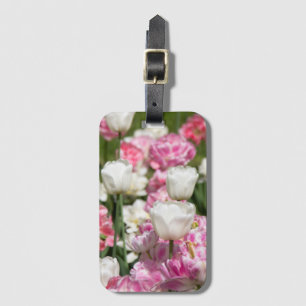Hellweiße und rosa Tulpen an einem sonnigen Tag Gepäckanhänger