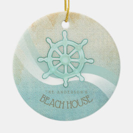 Helm Aqua Blue ID623 Beach House Nautical Boat Keramik Ornament