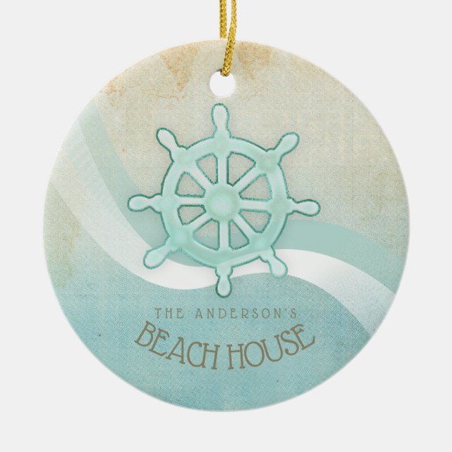 Helm Aqua Blue ID623 Beach House Nautical Boat Keramik Ornament (Vorne)