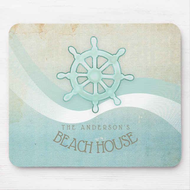 Helm Aqua Blue ID623 Beach House Nautical Boat Mousepad (Vorne)