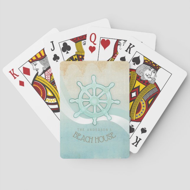 Helm Aqua Blue ID623 Beach House Nautical Boat Spielkarten (Rückseite)