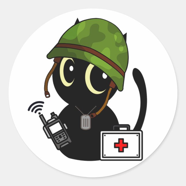 Helm der Black Cat Wear Runder Aufkleber (Vorderseite)