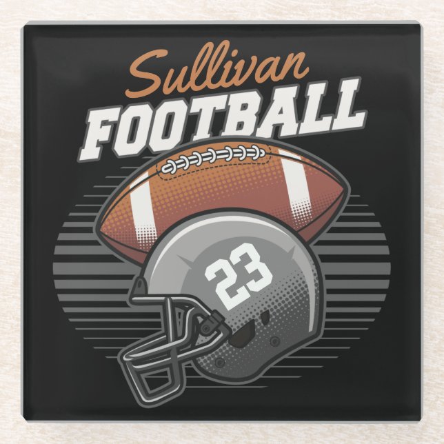 Helm der personalisierten Fußballmannschaft Glasuntersetzer (Vorderseite)