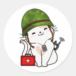 Helm der White Cat Wear Runder Aufkleber