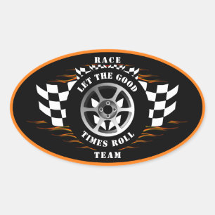 Helm für die kontrollierte Flamme von Sportwagen Ovaler Aufkleber