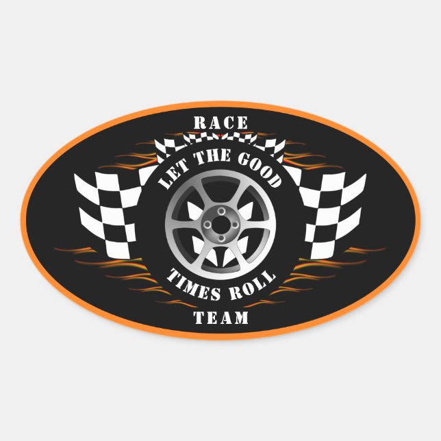 Helm für die kontrollierte Flamme von Sportwagen Ovaler Aufkleber (Vorderseite)