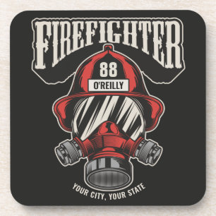 Helm für personalisierte Feuerwehrmaske Getränkeuntersetzer