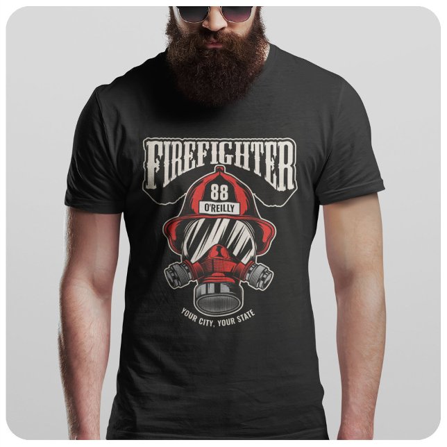 Helm für personalisierte Feuerwehrmaske T-Shirt (Von Creator hochgeladen)