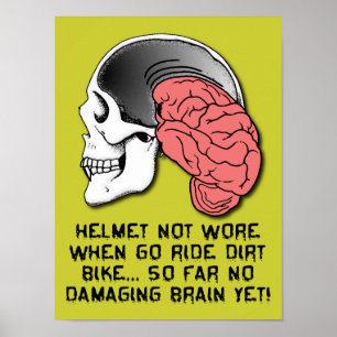 Helm Gehirnschaden Funny Dirt Bike Motocross Post Poster