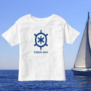 Helm Wheel des Schiffskapitän Custom Blue Ship Kleinkind T-shirt