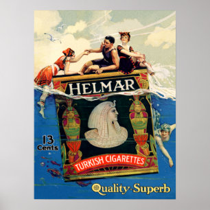Helmar Turkish Cigarettes Art Deco Add Poster