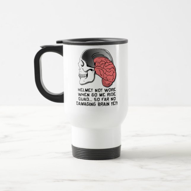 Helmet Brain Damage Funny Quad ATV Travel Mug Reisebecher (Links)