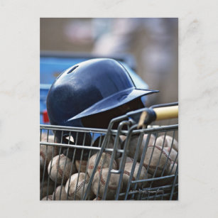 Helmet und Baseball Ball Postkarte