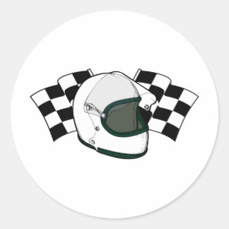 Helmet und Flaggen Runder Aufkleber