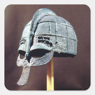 Helmet, vom Schatz von Vendel Quadratischer Aufkleber