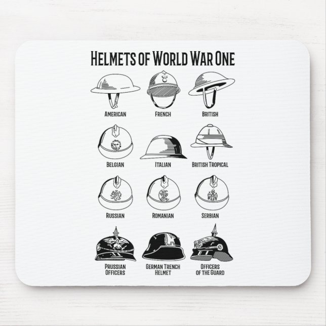 Helmets Charts des Ersten Weltkriegs Mousepad (Vorne)
