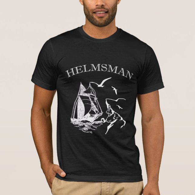 Helmsman Sailboat Sailor Mens Black T - Shirt (Vorderseite)