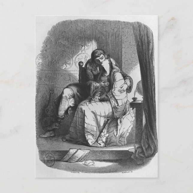 Heloise und Abelard küssen Postkarte (Vorderseite)