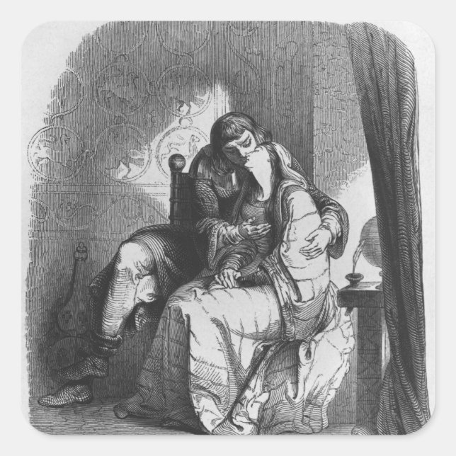 Heloise und Abelard küssen Quadratischer Aufkleber (Vorderseite)