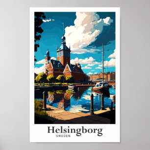 Helsingborg Schweden Art Vintage Travel Portrait Poster