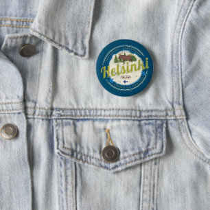 Helsinki Elch Hauptstadt Finnlands Vintage-Souveni Button