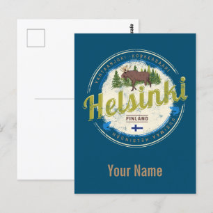 Helsinki Elch Hauptstadt von Finnland Vintage-Souv Postkarte