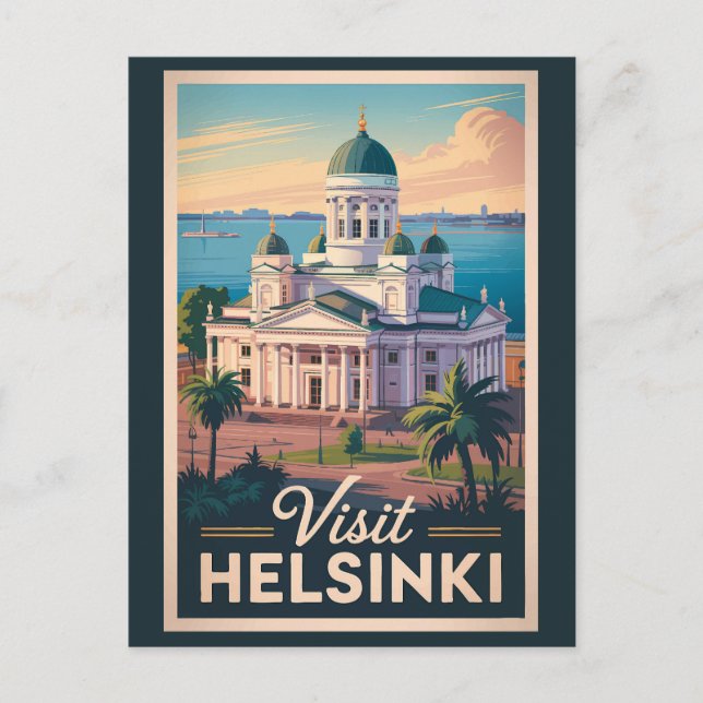 Helsinki Finland Cathedral Travel Art Vintage Postkarte (Vorderseite)
