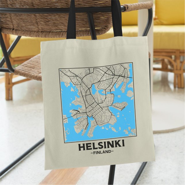 Helsinki, Finland City Map Tote Bag Tragetasche (Von Creator hochgeladen)
