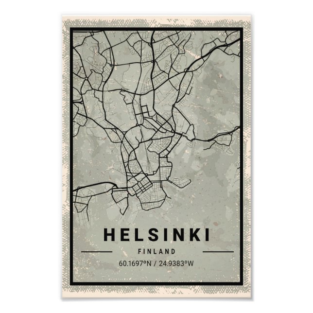 Helsinki finland map print poster canvas (Vorne)