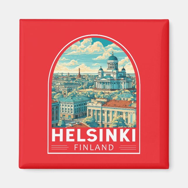 Helsinki Finland Travel Art Emblem Magnet (Vorne)