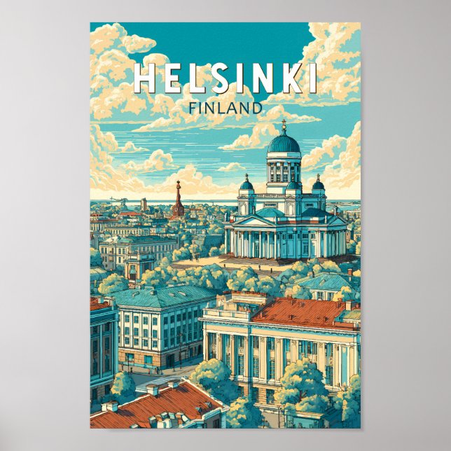 Helsinki Finland Travel Art Vintage Poster (Vorne)