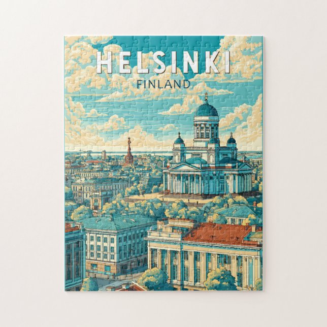 Helsinki Finland Travel Art Vintage Puzzle (Vertikal)