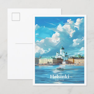 Helsinki Finnland Art Vintage Reise Postkarte
