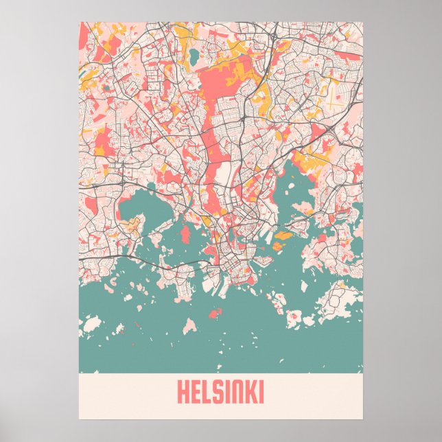 Helsinki - Finnland - Chalk City Map Poster (Vorne)