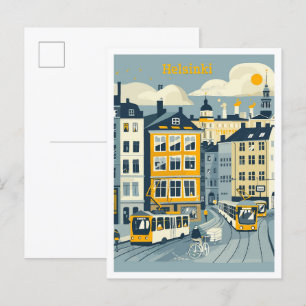 Helsinki Finnland Kunst Vintage Reise Illustration Postkarte