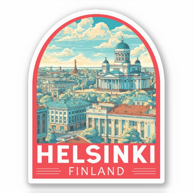 Helsinki Finnland Reise Kunst Emblem Aufkleber (Vorderseite)