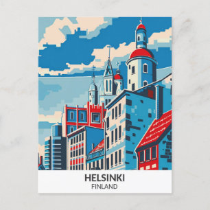 Helsinki Finnland Retro Artwork Travel Postkarte
