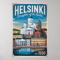 Helsinki Finnland Retro-Silhouette Stadtansicht Re