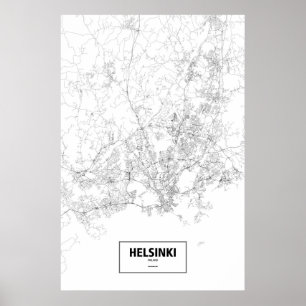 Helsinki, Finnland (schwarz auf weiß) Poster
